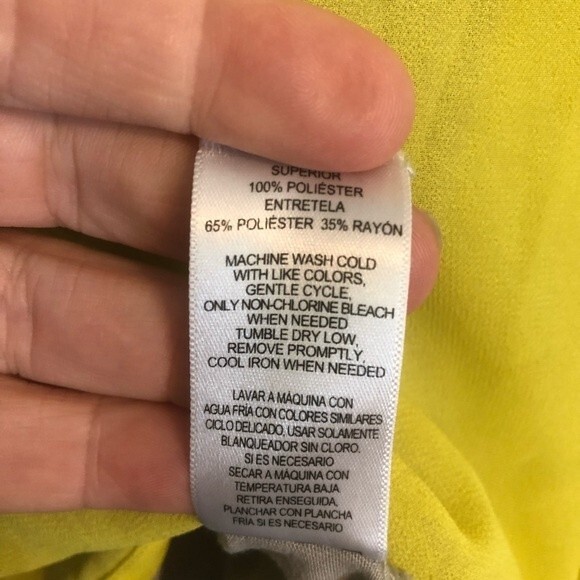 SOFIA VERGARA X-Small Yellow Gray Open Back Blouse Top Shirt Semi-Sheer Stone - Picture 4 of 5